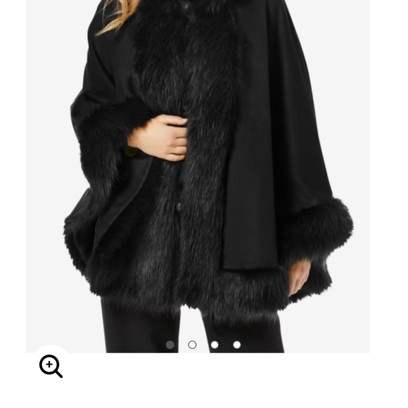 Black Fur-Trimmed Cape Coat - Picture 2 of 4